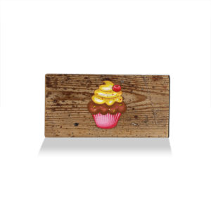 LumberPrint Holzdruck Deko Wandbild CUPCAKE Cherry Cooking