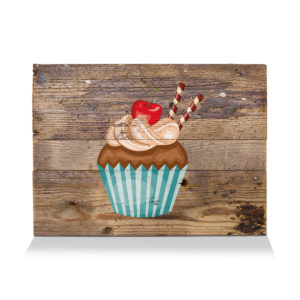 LumberPrint Holzdruck Deko Wandbild CUPCAKE Choco Cooking