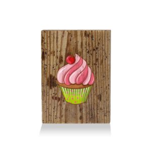 LumberPrint Holzdruck Deko Wandbild CUPCAKE Cherry Rose Cooking