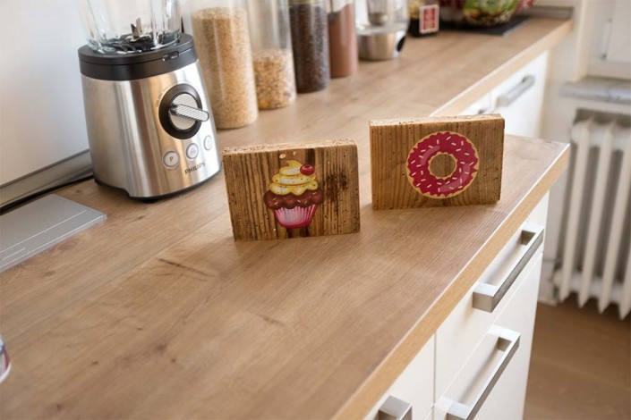 Cupcake Donut Holzdruck foto auf Holz