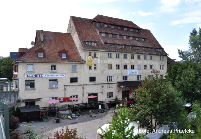 Ravensburg Raiffeisen-Lagerhaus Ostseite Raiffeisengebäude in Ravensburg, Foto Andreas Praefcke