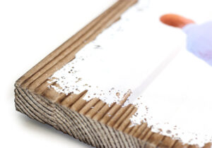 LumberPrint Modern Vintage Holzdruck seitlich zu sehen mit Holzkante