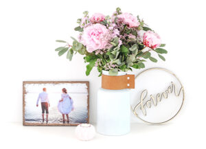 LumberPrint Modern Vintage Holzdruck mit Blumenstrauss Dekoration